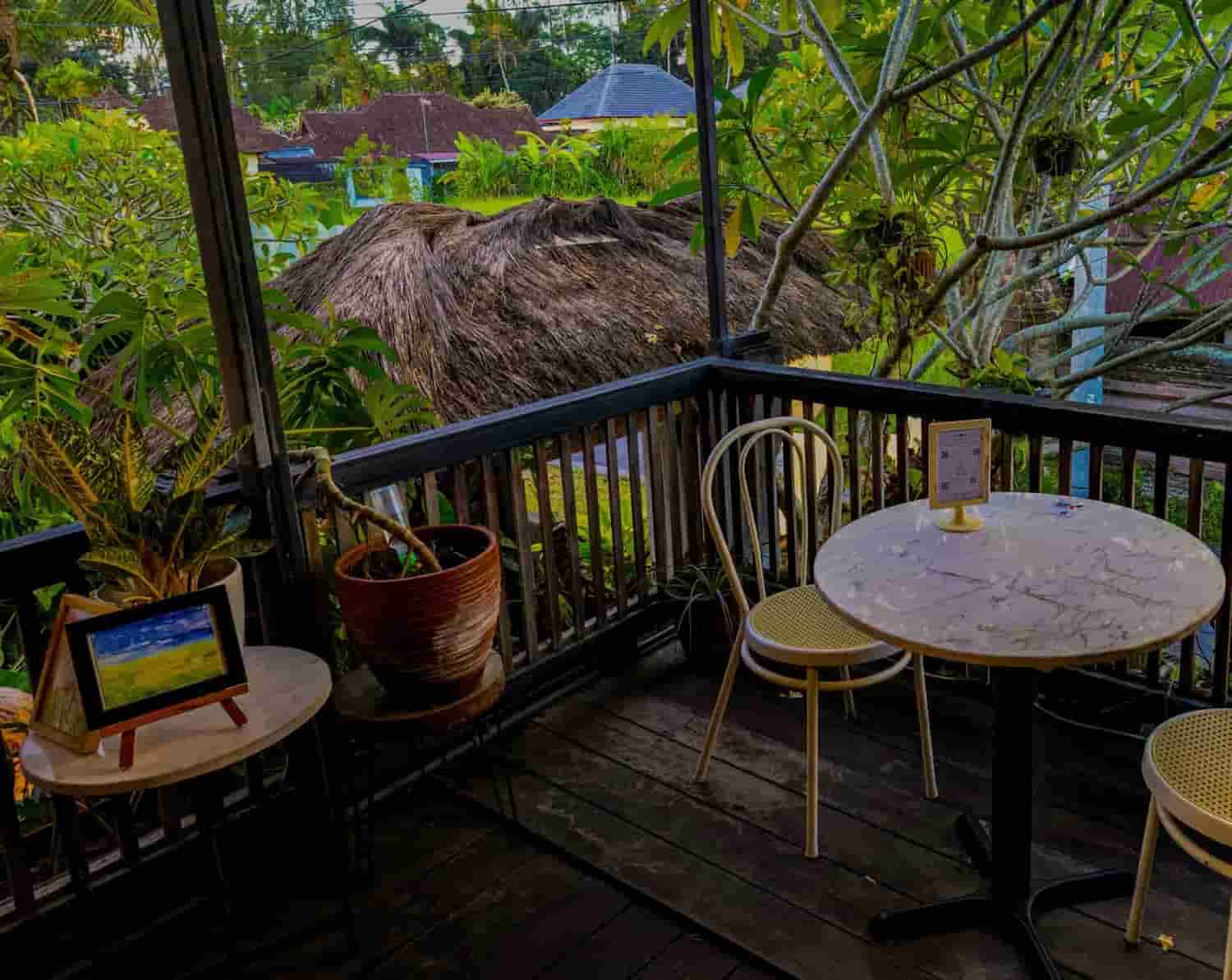 Terrace seating with garden view