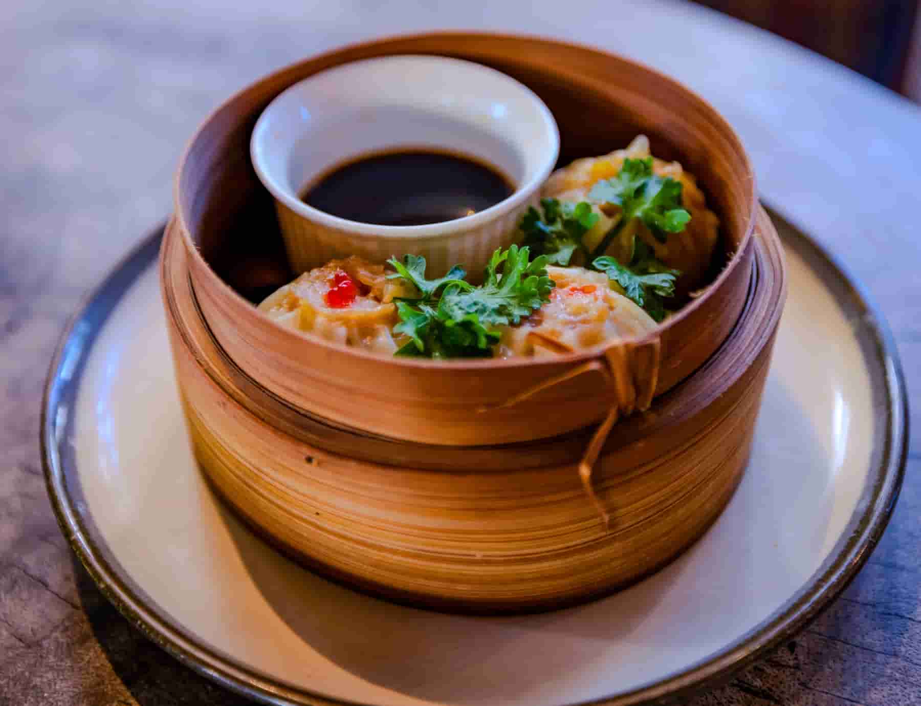 Dimsum in bamboo steamer